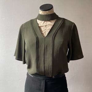 New York & Company Design Studio Hunter Green Blouse XS